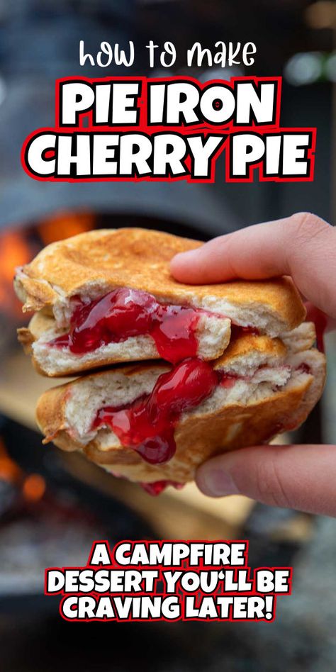 How to make easy cherry pie in a pie iron Pie Iron Recipes Campfire, Pudgie Pie, Mini Cakes Recipe, Pudgy Pie, Pie Irons, Butter Biscuits Recipe, Pie Iron Recipes, Grilled Dinner Recipes, Cherry Pies