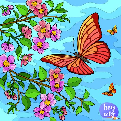 Butterfly Park, Butterfly And Flowers, Painted Glass Vases, Fabric Paint Designs, Whimsical Paintings, Real Anime, Adult Coloring Book Pages, Hand Painted Stones, Coloring Apps