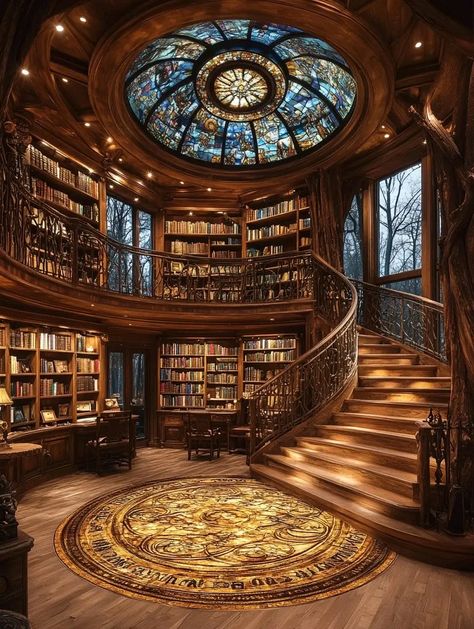 Step into a world of wonder in this grand library with a stunning stained glass ceiling and towering bookshelves. A reader's paradise##grandma #luxuryhomedesigner #christmastreeideas #luxuryliving #christmasinspiration #grandentrance Glass Library, Grand Library, Stained Glass Ceiling, World Of Wonder, Glass Ceiling, Grand Entrance, Christmas Inspiration, Luxury Living, Bookshelves