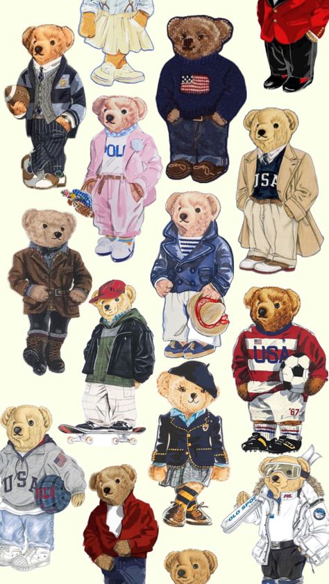 Polo bears Ralph Lauren Designer Cute wallpaper background collage iphone background Ralph Lauren Prints, Ralph Lauren Bear Outfit, Ralph Lauren Print, Ralph Lauren Vibe, Polo Bear Ralph Lauren Wallpaper, Ralph Lauren Bear Wallpaper, Polo Bear Wallpaper, Ralph Lauren Background, Polo Ralph Lauren Wallpaper