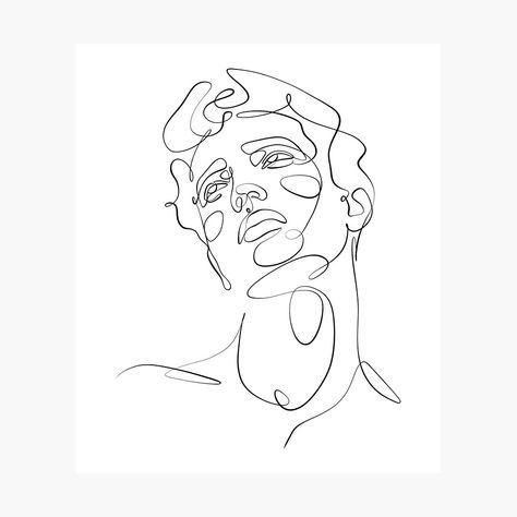 Men Line Art Tattoo, One Line Drawing Portrait, Line Portrait Art, Fine Line Art Drawings Simple, Line Art Drawings Man, Geometric Face Drawing, Zagreus Tattoo, Line Art Portrait Faces, One Line Art Aesthetic