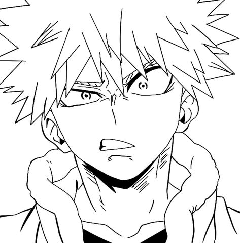 Bakugou Drawing Easy, Bakugou Katsuki Drawing, Anime Lineart Simple, Anime Outline, Anime Lineart, Bakugo Katsuki, Anime Crafts, Outline Drawings, Sketches Easy