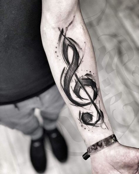 Music Sleeve Tattoo Women, Music Note Tattoo Ideas, Music Related Tattoos, Treble Clef Tattoo, Music Notes Tattoo, Sketch Style Tattoos, Tattoo Design Tattoo, Forearm Band Tattoos, Music Note Tattoo