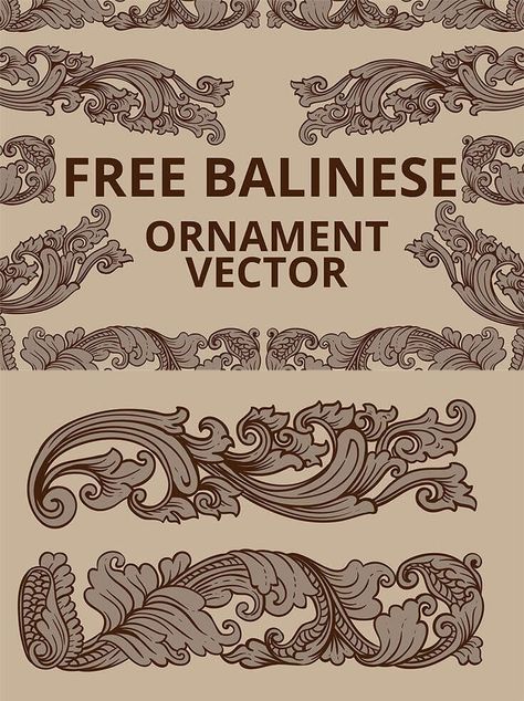 Free Balinese Ornament Vector its a stunning set of vector ornament. It's coming in AI and EPS format! It will also you to quickly and easily create professional artwork, just like a poster, flyer, social media post, or for whatever you're working on and needed. via @creativetacos Balinese Pattern Design, Bali Pattern Design, Balinese Tattoo Design, Balinese Artwork, Ornamen Bali, Ornament Design Vector, Bali Pattern, Tortoise Tattoo, Balinese Design