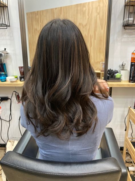 Balayage Without Bleaching, Non Bleach Balayage, Without Bleach Hair Color, Balayage Without Bleach, Cool Brown Balayage, Bleach Hair Color, Cool Brown, Korean Hair, Brown Balayage