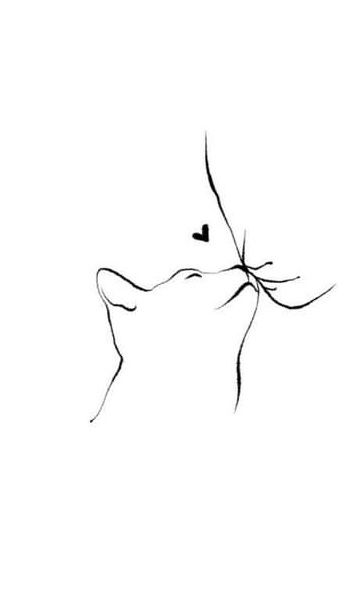 Diy Cat Art Crafts, Cat Hissing Drawing, Cat Tribute Tattoo Ideas, In Memory Cat Tattoo, In Memory Of Cat Tattoo, Delicate Cat Tattoo, Fine Line Art Drawings, Cat Remembrance Tattoo, Cat Ear Outline