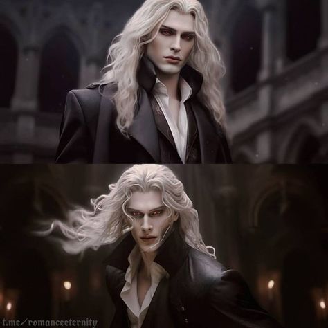 Duel With The Vampire Lord Fan Art, Blonde Vampire Male, Goth Guys With Long Hair, Branches Of Trees, Male Vampire, Forest At Night, Castlevania Wallpaper, Goth Guys, Barbie Drawing