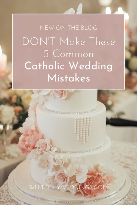 Are you planning a Catholic wedding and feeling overwhelmed? 😣 Worry no more! Learn how to avoid common wedding mistakes and navigate the unique traditions of Catholic wedding ceremonies with ease. Head to WhiteLilyWeddings.com for more Catholic wedding planning ideas! Catholic Destination Wedding, Wedding Ideas Catholic, Convalidation Ceremony Dress, Convalidation Ceremony Catholic, Catholic Wedding Reception, Catholic Wedding Decor, Catholic Wedding Decorations, Mexican Catholic Wedding, Traditional Catholic Wedding Dress