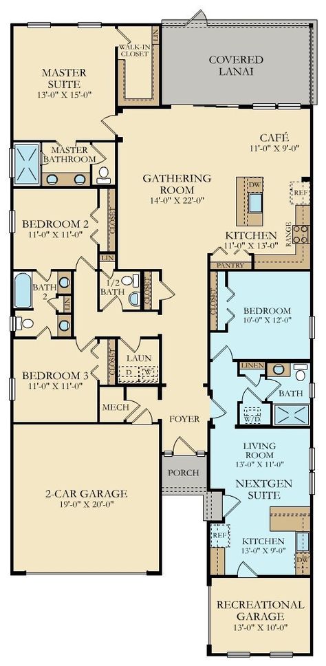 Next Gen Homes, Multigenerational House Plans, Multigenerational House, Lennar Homes, Inlaw Suite, Basement House Plans, Basement House, Home Design Floor Plans, Narrow House