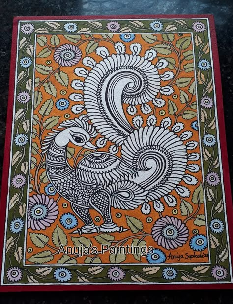 Buy Peacocks in Kalamkari Style100% Original Handpainted. Online in India - Etsy Indian Line Art, Kalamkari Motifs, Peacock Paintings, Madhubani Motifs, Bed Sheet Design, Radha Krishna Paintings, Diwali Animation, Indian Art Forms, Kalamkari Design