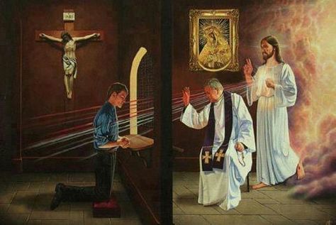 Confession...In Persona Christi Pictures Of Jesus, Sacrament Of Penance, Catholic Sacraments, Catholic Priest, Divine Mercy, Catholic Quotes, Catholic Prayers, Papa Francisco, Catholic Art