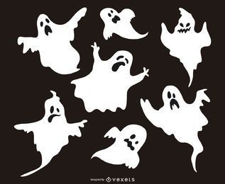 7 Ghost Silhouettes Set Vector Download Ghost Silhouette, Different Expressions, Halloween 2022, Shirt Maker, Logo Maker, Trick Or Treat, Laser Cut, Ghost, This Is Us