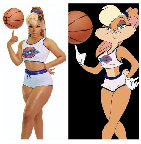 Chloe Bailey Halloween, Lola Bunny Costume Black Woman, Lola Bunny Costume Makeup, Lola Bunny And Bugs Bunny Costume, Black Lola Bunny, Lola Bunny Makeup, Lola Bunny Halloween Costume, Lola Bunny Cosplay, Lola Bunny Halloween