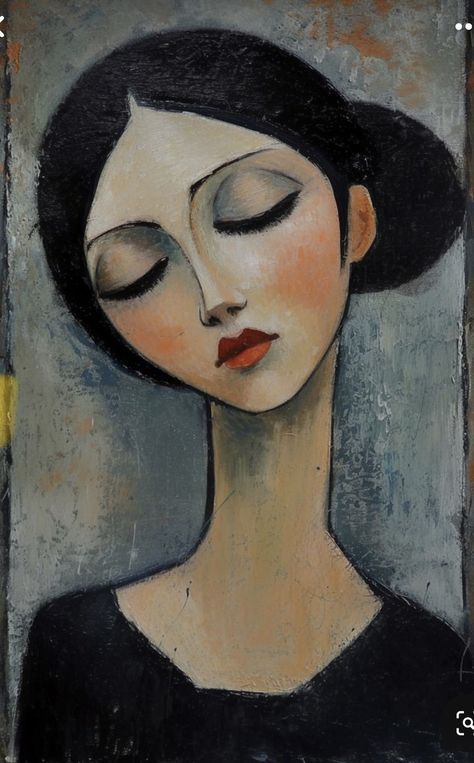 Art Deco Paintings, Big Eyes Art, Abstract Face Art, Abstract Faces, Abstract Portrait, Art Inspiration Painting, Painting Art Projects, Canvas Art Painting, Whimsical Art