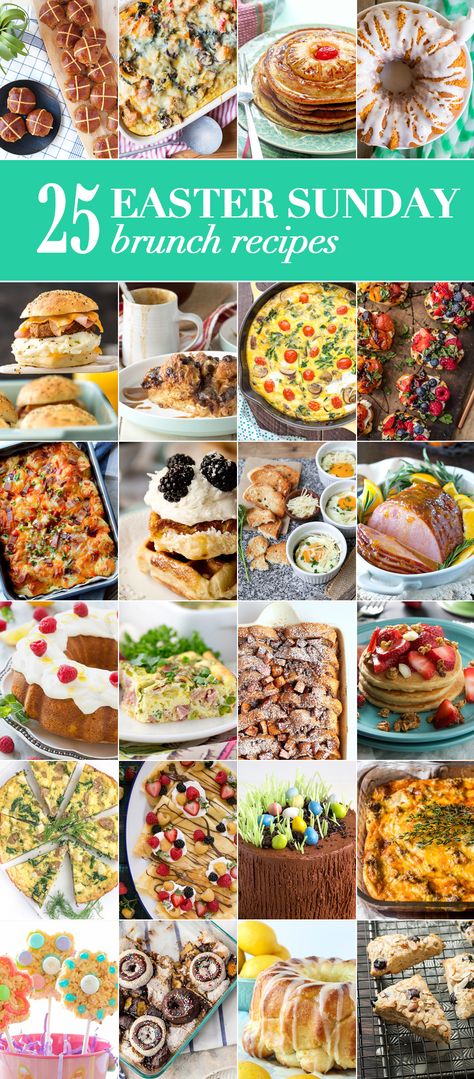 25 Easter Sunday Brunch Recipes to please the entire family! So many great and comforting Easter recipes from sweet to savory and everything in between! Easter Brunch Ideas, Brunch Decorations, Easter Brunch Buffet, Easter Sunday Brunch, Easter Brunch Menu, Easter Food Appetizers, Easter Side Dishes, Easter Dishes, Easter Menu