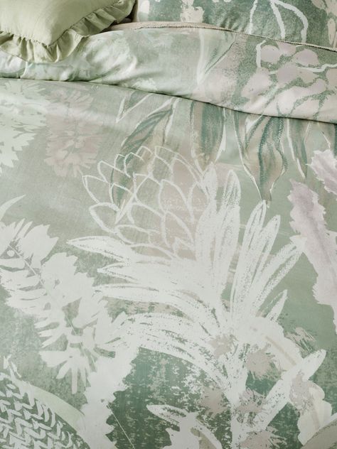 Looking no further than your backyard, Esperance's native botanical delights enjoy soothing green and neutral hues, fostering tranquillity for your boudoir. This soft cotton sateen ensemble with tailored edges perfectly encapsulates the Australian floral scene, and is best styled with a pair of its coordinating European pillowcases. Size Guide:Single: 140cm x 210cm (1 x Quilt Cover) 48cm x 73cm (1 x Pillowcase)Double: 180cm x 210cm (1 x Quilt Cover) 48cm x 73cm (2 x Pillowcases)Queen: 210cm x 210cm (1 x Quilt Cover) 48cm x 73cm (2 x Pillowcases)King: 245cm x 210cm (1 x Quilt Cover) 48cm x 73cm (2 x Pillowcases)Super King: 270cm x 240cm (1 x Quilt Cover) 48cm x 73cm (2 x Pillowcases) MATERIAL: Cotton CARE Cold gentle machine wash separately before use. Wash inside out. Do not bleach. May be Throw Cushions Bed, Printed Bedsheets, Winter Bedroom, King Single Bed, Cot Quilt, Bed Quilt Cover, Single Quilt, Superking Bed, Better Style