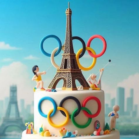 Olympic Cake Ideas, Olympic Cake, Olympic Desserts, Running Cake, Paris Cake, Paris Cakes, Olympic Theme, Olympic Party, Instagram Paris