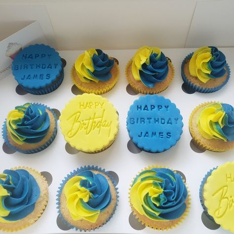 Yellow And Blue Cupcakes, West Coast Eagles, Yellow Cupcakes, Blue Frosting, Blue Cupcakes, Cupcake Wars, Blue Cups, Neon Yellow, Frosting