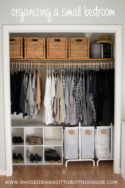 Last week I posted here on Home Talk about the bedroom mini-makeover my husband and I did to hold us over until we have time for a bigger renovation.  Today, I… Autumn Apartment, Organization Goals, Apartemen Studio, Organiser Son Dressing, Ocd Organization, Organized Closet, House Organization, Couple Room, Hiasan Bilik Tidur