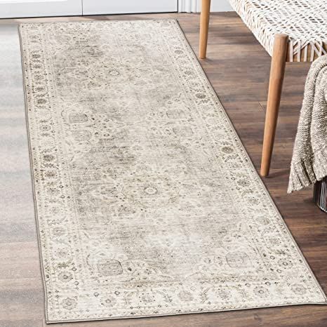 ReaLife Machine Washable Rug - Stain Resistant, Non-Shed - Eco-Friendly, Non-Slip, Family & Pet Friendly - Made from Premium Recycled Fibers - Vintage Bohemian Medallion - Beige Ivory, 2'6" x 8' 2024 Home Decor Trends, 2024 Home Decor, Entryway Office, Washable Area Rug, Farmhouse Vintage, Kitchen Entryway, Boho Farmhouse, Area Rug Runners, Rug Stain