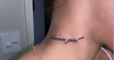 Word Neck Tattoos, Cute Hand Tattoos, Neck Tattoos Women, Neck Tattoos, Tattoos For Black Skin, Hand Tattoos For Women, Pretty Tattoos For Women, Dope Tattoos For Women, Cute Tattoos For Women