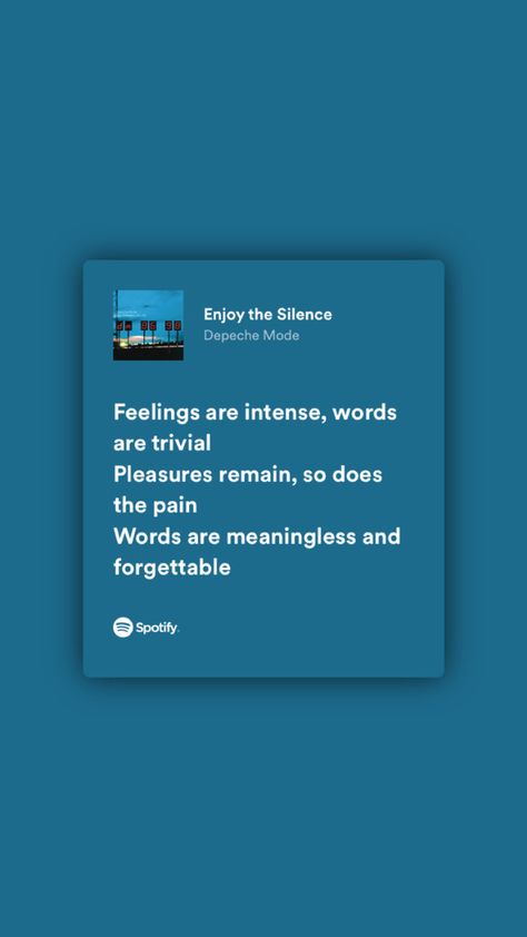 Depeche Mode Lyrics, Enjoy The Silence Depeche Mode, Music Obsession, Richard Rogers, Enjoy The Silence, Spotify Lyrics, 80s Music, Aesthetic Stuff, Music Lyrics