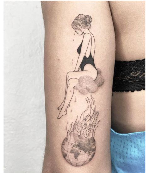 Fire Shoulder Tattoo, Fire Goddess Tattoo, World On Fire Tattoo, Badass Tattoos For Women, Empowerment Tattoo, Beautiful Back Tattoos, Fantasy Tattoo, Abstract Tattoo Ideas, Empowering Tattoos