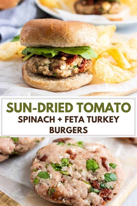 Turkey Burger Feta Spinach, Turkey Burger With Feta And Spinach, Turkey Burgers With Feta And Spinach, Feta Turkey Burger Recipes, Spinach Feta Turkey Burgers, Turkey Feta Burgers, Turkey Burger Recipes Healthy, Grilled Meals, Ground Turkey Burgers