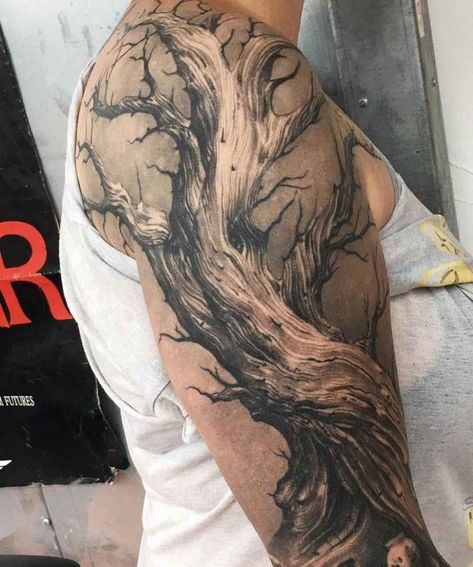 Dead Tree Tattoo, Yggdrasil Tattoo, Tree Roots Tattoo, Tree Sleeve Tattoo, Tree Tattoo Arm, Tree Sleeve, Tree Tattoo Back, Tree Tattoo Men, Roots Tattoo