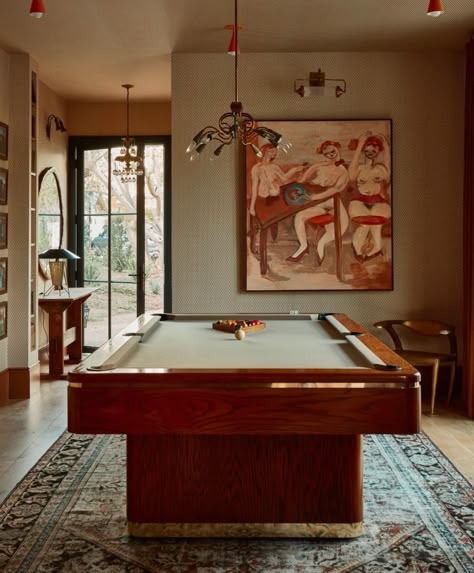 Pierce And Ward, Custom Pool Tables, Pool Table Room, Arch Interior, Pool Rooms, Minimalist Interior Design, Pool Table, Mid Century House, House Inspo