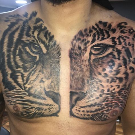 Photo by (bartek_tattoos) on Instagram | #chingfordtattooshop, #tattooshop, #inked, #inkedup, #tigertattoo, #leopardtattoo, #chesttattoos, #inkmaster, #ink, #inkedup Leopard Chest Tattoo, Cat Chest Tattoo, Ford Tattoo, Leopard Tattoo, Tattoo Chest, Leopard Tattoos, Chest Tattoos, Ink Master, Arm Tattoos