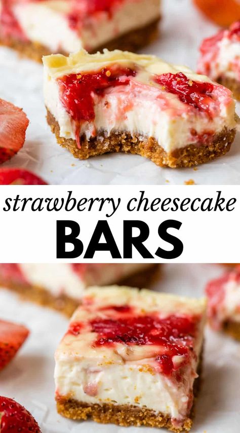 Dessert Recipes Cheesecake Bars, Things To Bake With Cream Cheese, Easy Dessert Recipes Cheesecake, Strawberry And Cream Bars, Shareable Dessert Recipes, Strawberry Shortcake With Graham Cracker, Strawberry And Graham Cracker Dessert, Recipes With Strawberry Cream Cheese, Fruit Cream Cheese Dessert