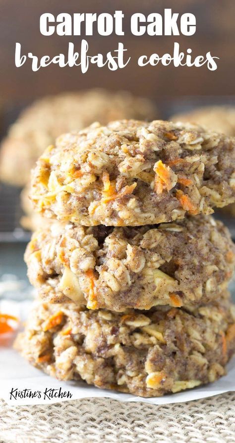 Easy Oatmeal Breakfast, Soft Breakfast, Carrot Cake Breakfast Cookies, Carrot Cake Breakfast, Oats Cookies, Healthy Carrot Cake, Cake Breakfast, Menu Sarapan Sehat, Breakfast Cookie