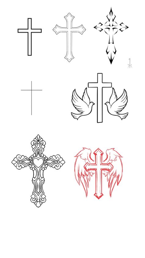 Small Chest Tattoo Men Ideas Simple, Cross With Butterflies Tattoo, Rib Cross Tattoos For Women, Cross Henna Designs, Cross Outline Design, Cross And Rosary Tattoo, Neck Tattoo Cross, Cross Art Drawing, Cross Outline Tattoo