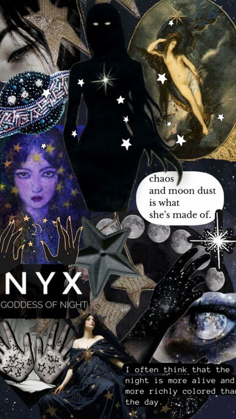 Nyx #nightgoddess #greekdeity #creative Nyx Aesthetic Goddess, Nyx Goddess Aesthetic, Nyx Aesthetic, Nyx Goddess Of Night Symbols, Nyx Goddess, Goddess Aesthetic, Star Goddess, Wiccan Magic, Ethereal Aesthetic