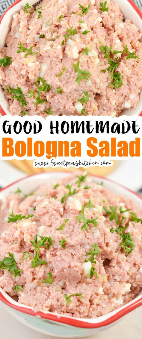 Ham Salad With Bologna, German Bologna Salad, Keto Bologna Recipes, Bologna Salad Recipe, Smoked Bologna Sides, Ham Salad Recipe With Bologna, Bologna Sandwich Spread, Pickled Bologna, Bologna Sandwich Recipes