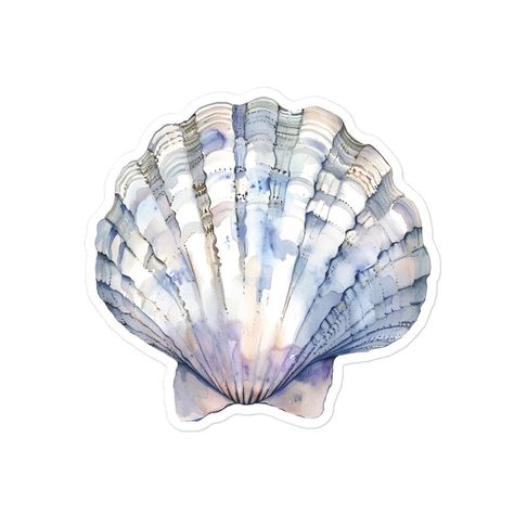 Shell sticker. Marine ocean sea nature aesthetic watercolor vinyl decal. Nice gift favor souvenir. These stickers are printed on durable, high-opacity adhesive vinyl which makes them perfect for regular use, as well as for covering other stickers or paint. The high-quality vinyl ensures there are no bubbles when applying the stickers. *  High opacity film that's impossible to see through *  Fast and easy bubble-free application *  Durable vinyl, perfect for indoor use *  95µ density Don't forget to clean the surface before applying the sticker. This product is made especially for you as soon as you place an order, which is why it takes us a bit longer to deliver it to you. Making products on demand instead of in bulk helps reduce overproduction, so thank you for making thoughtful purchasin Ocean Stickers Printable, Coastal Stickers, Sea Stickers Ocean, Bubbly Aesthetic, Shell Aesthetic, Sea Stickers, Laptop Stickers Aesthetic, Shell Sticker, Ocean Stickers