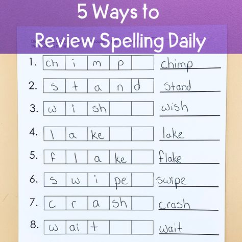 We know we need to review spelling daily, and routine is necessary for our kiddos.  Yet sometimes, routine can also bore our kiddos.  So how do we incorporate Sor Spelling Activities, Spelling Activities Kindergarten, Spelling Words Practice Activities, Science Of Reading Spelling Activities, Weekly Spelling Routine, Spelling Centers First Grade, Spelling Word Practice Activities, Spelling Test Practice, Phonic Charts