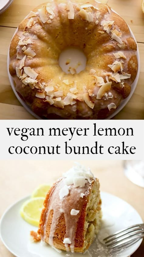 Vegan Lemon Coconut Cake, Vegan Bundt Cake Recipes, Vegan Bundt Cake, Coconut Bundt Cake, Lemon Coconut Cake, Vegan Coconut Cake, Vegan Lemon Cake, Vegan Baking Recipes, Lemon Bundt Cake