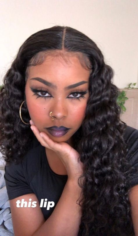 Black E Girl Makeup, Vampire Makeup Black Women, Dark Makeup Looks Black Women, Grunge Makeup Black Women, Dark Makeup Looks, Alt Makeup, Be Weird, Brown Skin Makeup, Smink Inspiration