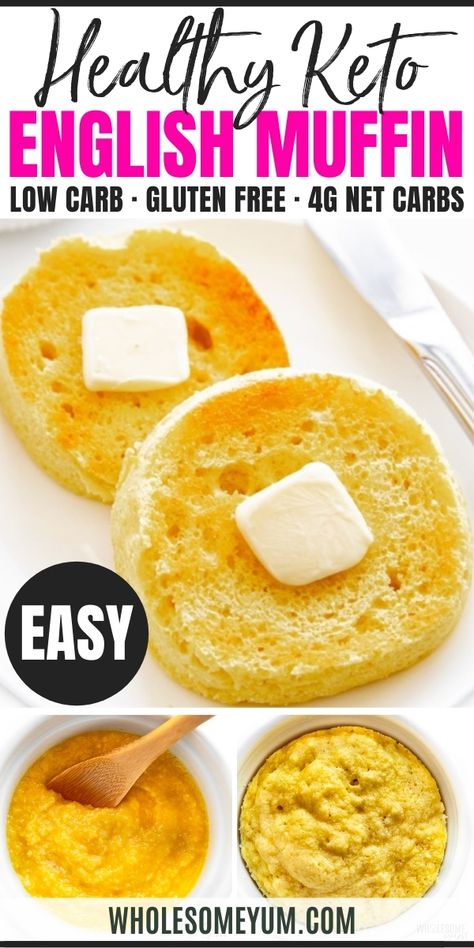 Gluten-Free Low Carb Keto English Muffin Recipe Keto English Muffin, Low Carb English Muffin, English Muffin Recipe, Gluten Free English Muffins, Low Sugar Diet Recipes, English Muffin Recipes, Low Fat Low Carb, Low Carb Low Fat Recipes, Low Carb Low Sugar