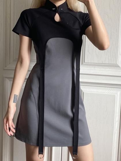 Punk Dresses, Cyberpunk Dresses, and Dark Punk Dresses. Cyberpunk Mode, Cyberpunk Dress, Futuristic Outfits, Punk Dress, Short Bodycon Dress, Cyberpunk Fashion, China Dress, Futuristic Fashion, Short Sleeve Cropped Top