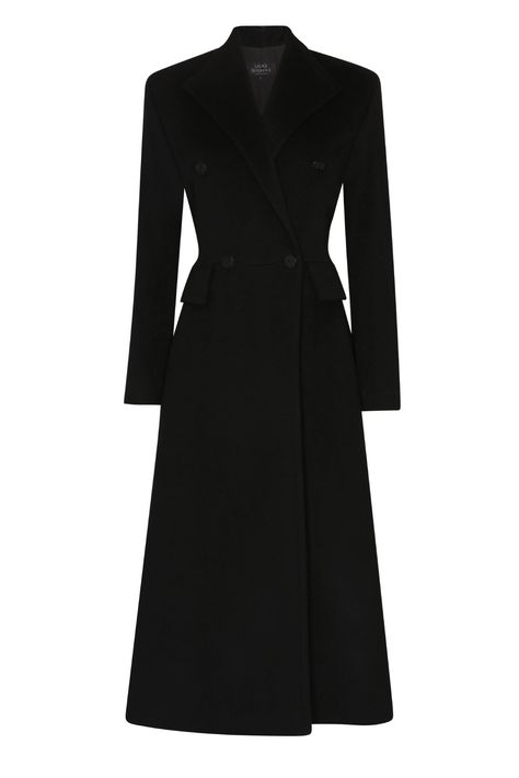 Cashmere/Wool Coat in Black - Dulcima Tailored Black Wool Coat, Smart Coats Women, Long Cashmere Coat, Classy Winter Jacket, Dramatic Classic Coat, Tailored Wool Coat, Black Coat Styling, Winter Wool Coat, Black Wool Coat Outfit