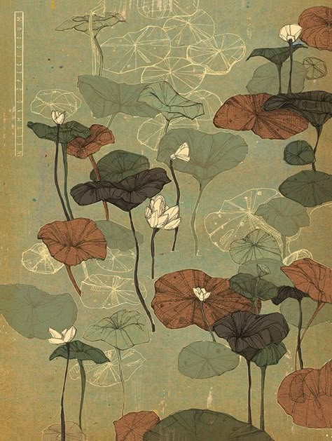 Botanical Illustration :: Behance Lotus Picture, Abstract Plant Art, Lotus Illustration, Lotus Flower Painting, Plant Illustrations, Blue Lotus Flower, Dorm Art, Botanical Illustration Vintage, Color Palette Inspiration