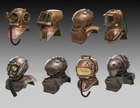 ArtStation - Dead Space Redesign Project: Head Variations, Samuel Lam Helmet Concept Art, Futuristic Gas Mask Concept Art, Diving Helmet Art, Sci Fi Gas Mask Concept Art, Sci Fi Helmet Concept Art, Helmet Sci Fi, Steampunk Helmet, Sci Fi Skull Helmet, Robot Design Sketch