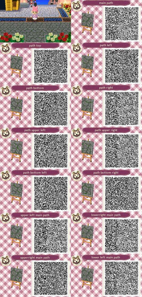 ACNL QR Code: Grassy Stone Path Acnl Qr Codes Paths, Acnl Paths, Animal Crossing Qr Codes, Dream Code, Acnl Qr Codes, Motif Acnl, Animal Crossing 3ds, Brick Path, Animal Crossing New Leaf