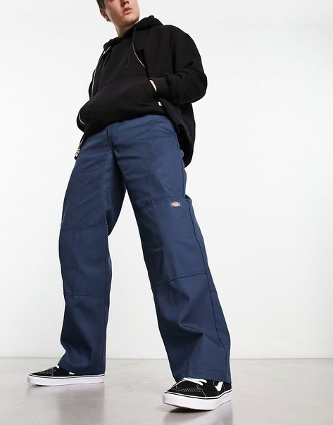 Trousers & Chinos by Dickies Talk about a wardrobe staple Branded design Regular rise Belt loops Functional pockets Regular fit Blue Work Trousers, Blue Dickies Pants Outfit, Dickies 874 Outfit, Dickies Outfits Men, Dickies Outfit, Dickies Style, Dickies Chinos, Asos Men, Dickies 874