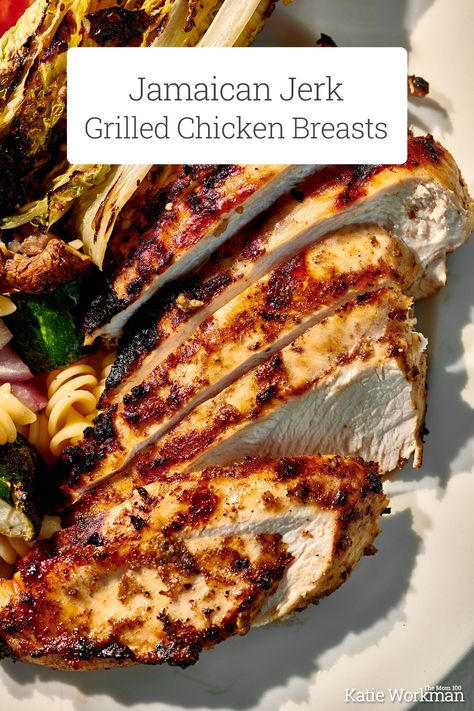 Jamaican Grilled Chicken, Jerk Chicken Breast Recipe, Jerk Chicken Breast, Easy Barbecue Recipes, Jerk Seasoning Recipe, Jerk Chicken Marinade, Stove Top Chicken Breast, Bbq Meals, Grilled Jerk Chicken