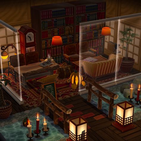 Acpc Cabin Ideas, Cosy Gaming, Animal Crossing Pc, Camp Design, Camp Cabin, Library Pockets, Animal Crossing Funny, Pocket Camp, Animal Crossing Pocket Camp