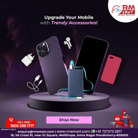 📱 Upgrade your mobile with trendy accessories! 🔥 From stylish phone cases to powerful chargers, we've got it all. Shop Now: https://www.rmemart.com/en/browse/mobile-accessories #RMeMart #MobileAccessories #TrendyTech #StayConnected #UpgradeYourMobile 🚀📲 Mobile Accessories Poster, Mobile Phone Shops, Phone Accessories Shop, Phone Shop, Travel Adapter, Mobile Shop, Online Shopping Websites, Stylish Phone Case, Mobile Covers